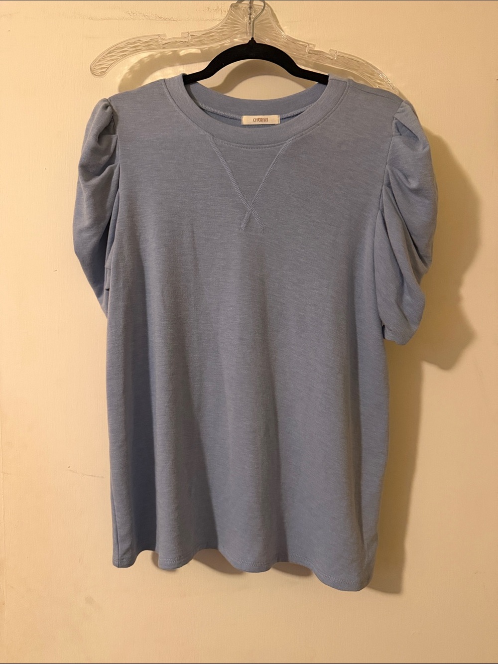 Cherish Light Blue Puff Sleeve Short Sleeve Tee